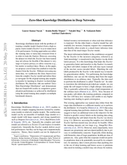 Zero-Shot Knowledge Distillation in Deep Networks