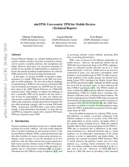 simTPM: User-centric TPM for Mobile Devices (Technical Report)