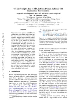 Towards Complex Text-to-SQL in Cross-Domain Database with Intermediate
  Representation