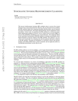 Stochastic Inverse Reinforcement Learning