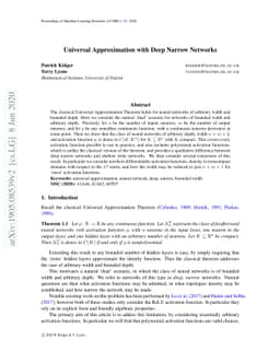Universal Approximation with Deep Narrow Networks