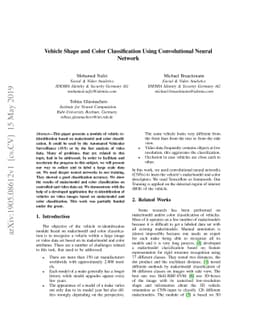 Vehicle Shape and Color Classification Using Convolutional Neural
  Network