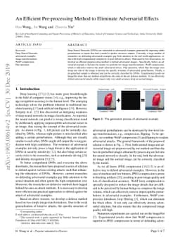 An Efficient Pre-processing Method to Eliminate Adversarial Effects