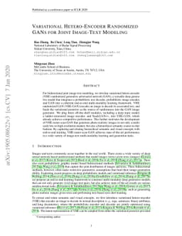 Variational Hetero-Encoder Randomized GANs for Joint Image-Text Modeling