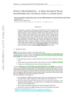 Fonts-2-Handwriting: A Seed-Augment-Train framework for universal digit
  classification