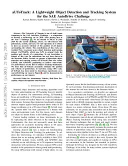 aUToTrack: A Lightweight Object Detection and Tracking System for the
  SAE AutoDrive Challenge