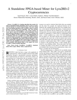 A Standalone FPGA-based Miner for Lyra2REv2 Cryptocurrencies