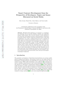 Smart Contract Development from the Perspective of Developers: Topics
  and Issues Discussed on Social Media