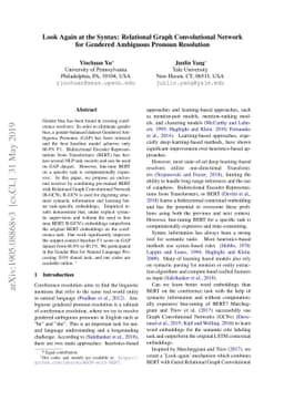 Look Again at the Syntax: Relational Graph Convolutional Network for
  Gendered Ambiguous Pronoun Resolution