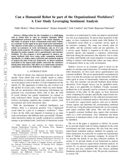 Can a Humanoid Robot be part of the Organizational Workforce? A User
  Study Leveraging Sentiment Analysis
