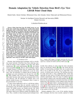 Domain Adaptation for Vehicle Detection from Bird's Eye View LiDAR Point
  Cloud Data