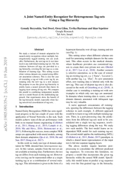 A Joint Named-Entity Recognizer for Heterogeneous Tag-sets Using a Tag
  Hierarchy
