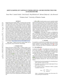 Joint learning of cartesian undersampling and reconstruction for
  accelerated MRI