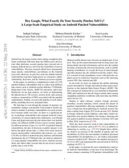Hey Google, What Exactly Do Your Security Patches Tell Us? A Large-Scale
  Empirical Study on Android Patched Vulnerabilities
