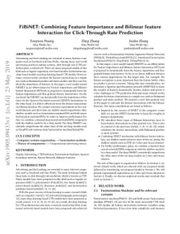 FiBiNET: Combining Feature Importance and Bilinear feature Interaction
  for Click-Through Rate Prediction