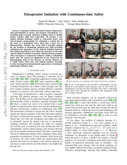 Teleoperator Imitation with Continuous-time Safety
