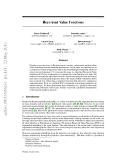 Recurrent Value Functions
