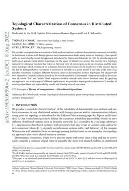 Topological Characterization of Consensus in Distributed Systems