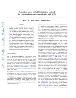 Population-based Global Optimisation Methods for Learning Long-term
  Dependencies with RNNs