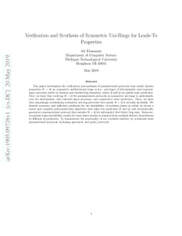 Verification and Synthesis of Symmetric Uni-Rings for Leads-To
  Properties