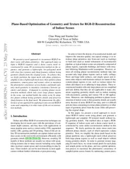 Plane-Based Optimization of Geometry and Texture for RGB-D
  Reconstruction of Indoor Scenes