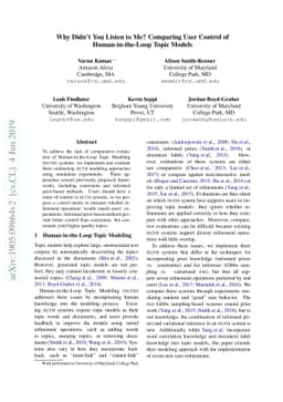Why Didn't You Listen to Me? Comparing User Control of Human-in-the-Loop
  Topic Models