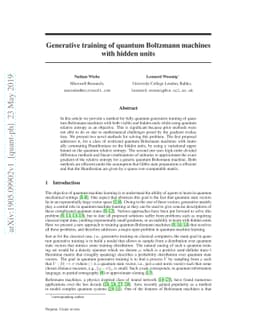 Generative training of quantum Boltzmann machines with hidden units