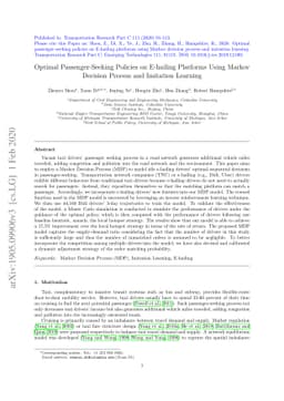 Optimal Passenger-Seeking Policies on E-hailing Platforms Using Markov
  Decision Process and Imitation Learning