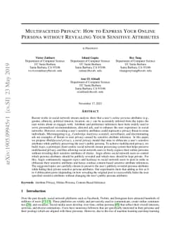 Multifaceted Privacy: How to Express Your Online Persona without
  Revealing Your Sensitive Attributes