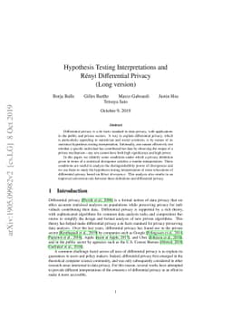 Hypothesis Testing Interpretations and Renyi Differential Privacy