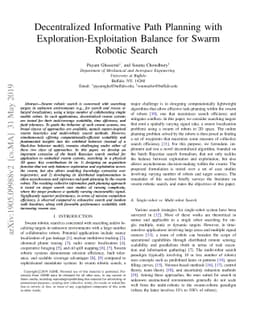 Decentralized Informative Path Planning with Exploration-Exploitation
  Balance for Swarm Robotic Search