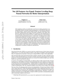 Not All Features Are Equal: Feature Leveling Deep Neural Networks for
  Better Interpretation