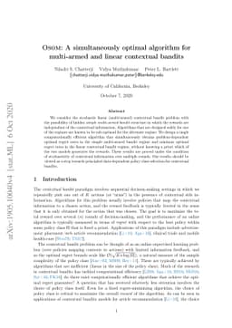 OSOM: A simultaneously optimal algorithm for multi-armed and linear
  contextual bandits
