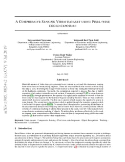 A Compressive Sensing Video dataset using Pixel-wise coded exposure