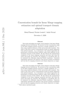 Concentration bounds for linear Monge mapping estimation and optimal
  transport domain adaptation