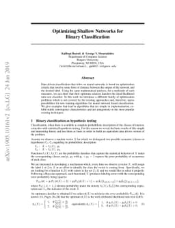Optimizing Shallow Networks for Binary Classification