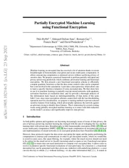 Partially Encrypted Machine Learning using Functional Encryption
