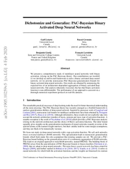 Dichotomize and Generalize: PAC-Bayesian Binary Activated Deep Neural
  Networks
