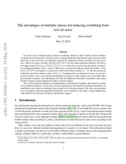 The advantages of multiple classes for reducing overfitting from test
  set reuse