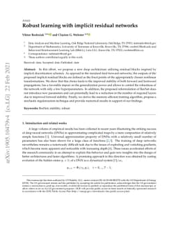 Robust learning with implicit residual networks