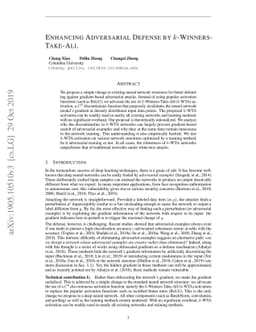 Enhancing Adversarial Defense by k-Winners-Take-All