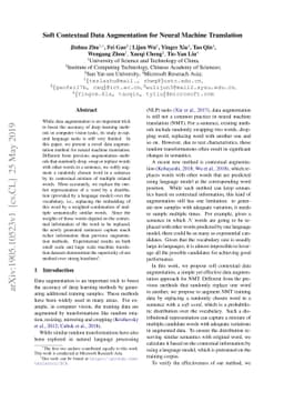 Soft Contextual Data Augmentation for Neural Machine Translation