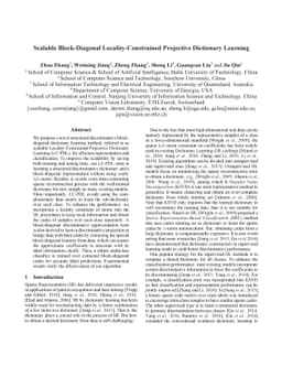 Scalable Block-Diagonal Locality-Constrained Projective Dictionary
  Learning