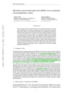 Mapping high-performance RNNs to in-memory neuromorphic chips