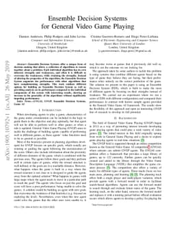 Ensemble Decision Systems for General Video Game Playing