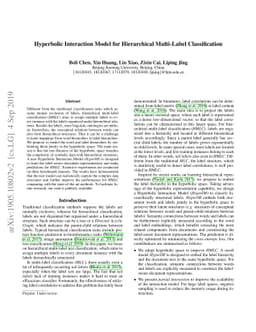 Hyperbolic Interaction Model For Hierarchical Multi-Label Classification