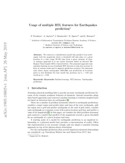 Usage of multiple RTL features for Earthquake prediction