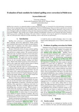 Evaluation of basic modules for isolated spelling error correction in
  Polish texts