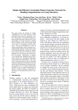 Simple and Effective Curriculum Pointer-Generator Networks for Reading
  Comprehension over Long Narratives