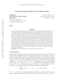 Learning Gaussian DAGs from Network Data